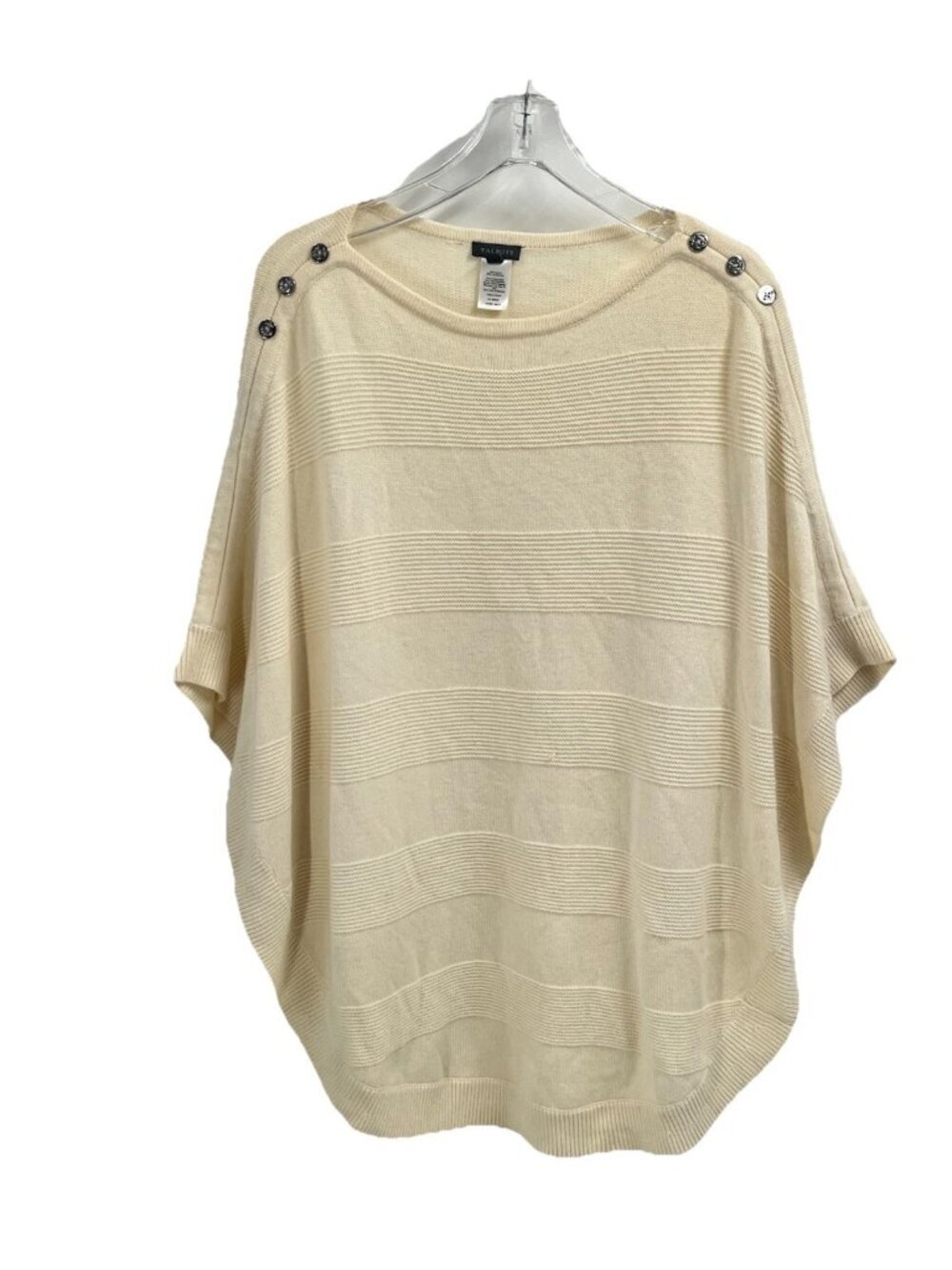 Talbots Poncho Sweater Cream Sz S Lambswool Knit Top Relaxed Fit Classic Preppy